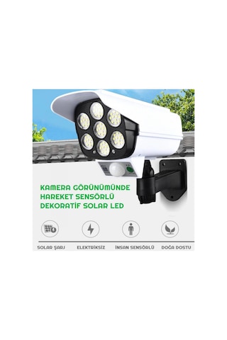 Kamera Görünümlü Solar Led Lamba Güneş Enerjilli Su Geçirmez Uzaktan Kumandalı Çok Renkli