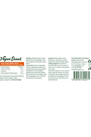 Vita Vegantis Vegan Sucuk 150 G