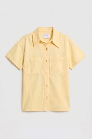 Itsbasic Kadın Sarı 6s6-108 Oversize %100 Koton Pamuk Denim Gömlek