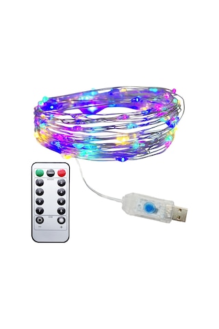 Upway 10 Metre Çok Renk Kumandalı 100 Led Işık - Usb Dekoratif Aydınlatma
