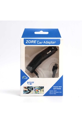 Zore 800 Mah Kablolu Araç Şarj Aleti-Siyah-Siyah