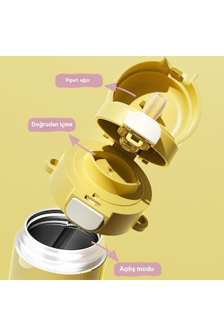 Jian Fan Yumurta Partisi Çocuk Termos Bardağıpaslanmazçelik Büyük Kapasiteli Su Bardağı Sarı