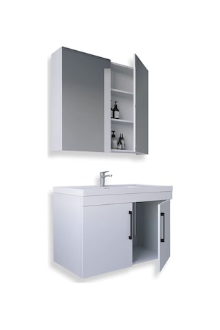 Teta Home Yalova 65 Cm Mdf Banyo Dolabı Seti Beyaz Beyaz