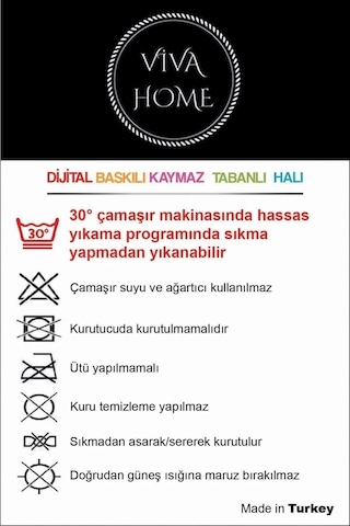 Viva Home Antrasit Yıkanabilir Kaymaz Tabanlı Leke Tutmaz Kesme Rulo Yolluk Özel Ölçülü Halı Ar1431, Antrasit, 1 Çok Renkli