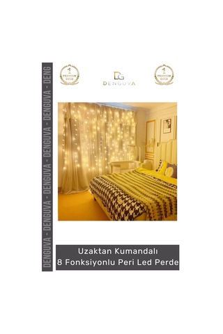 Led 8 Fonksiyonlu Günışığı Kumandalı Dekoratif Aydınlatma Şık Perde Peri Led 3 Mt X 3 Mt - 1 Adet Çok Renkli