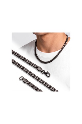 Beycen Aksesuar Ezme Balık Sırtı Erkek Çelik Kolye - 7x2mm 55cm Siyah 3902eck029 Çok Renkli