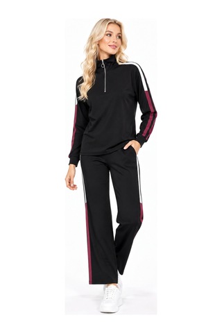 Duygu Altıntaş Kadın Siyah Şerit Detaylı Fermuarlı Eşofman Takımı Spor Ve Günlük Şık Tasarım Siyah - 928052314 Siyah - 928052314 Siyah