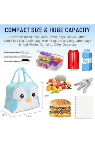 Çocuklar, Kızlar, Erkekler Ve Öğrenciler İçin Öğle Yemeği Çantası, Yeniden Kullanılabilir Karikatür Yalıtımlı Öğle Yemeği Çantası, Küçük Katlanabilir Su Geçirmez Öğle Yemeği Çantaları Fmy Çok Renkli