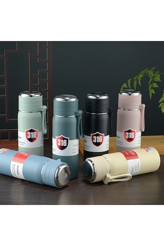 Paslanmaz Çelik Termos Su Şişesi 500ml Vakumlu Kapak Yeşil İthal Ürün Yeşil