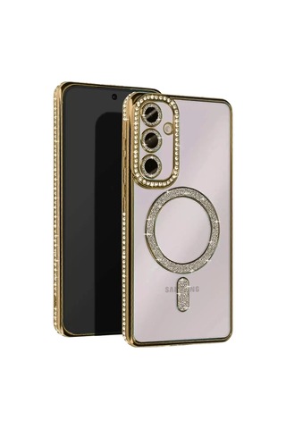 Znv Zenvia Mey İthalat Samsung Galaxy Uyumlu S25 Fe Joke Simli Magneticsafe Kılıf - Gold Znv2025 Cmn Diğer