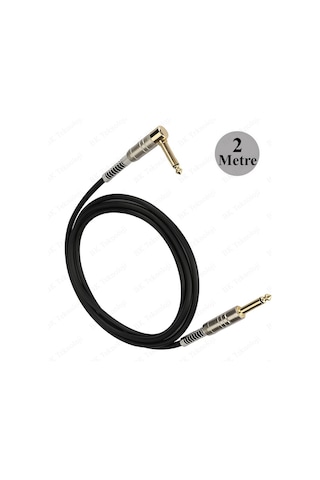 6.35mm Mono Düz - 6.35mm 1/4 İnç Erkek Dik Açı Ses Kablosu 2 Met.