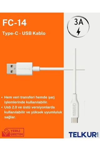 Ferro Fc-14 Usb & Type-c Hızlı Şarj Ve Data Kablosu 3.0 Amper