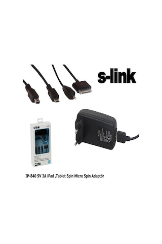 S-Link Ip-840 5V 2A Apple Uyumlu iPad . Tablet 5 Pin Adaptörü