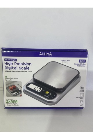 Auhma Aes1 Yüksek Hassasiyetli Dijital Mutfak Ve Kahve Tartısı Paslanmaz Çelik Yüzey, Lcd Ekran, Çoklu Ölçüm G/oz/lb Çok Renkli 20259371