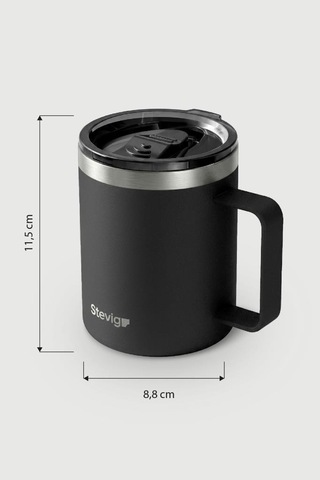 Stevig 1 Cap Daily Mug Kupa Çelik Termos 350 Ml Black St-265 Siyah