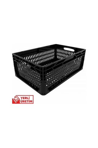 Alpbx Delikli Siyah Plastik Kasa 60x40x22 Cm - Sepet 44 Litre