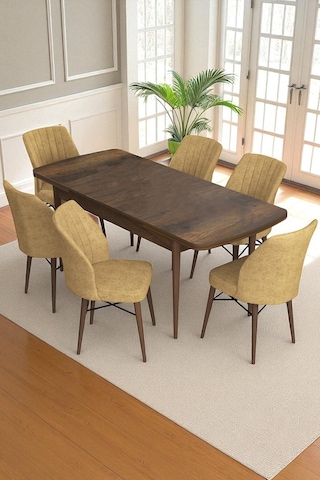 Flexa Comfort Serisi 6 Adet Flex Sandalye Mutfak Masası Takımı Cappuccino