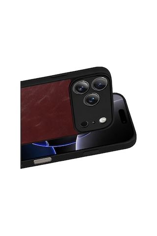 Apple iPhone Uyumlu 17 Pro Aras Deri Kapak - Bordo