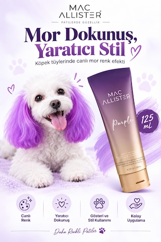 Mac Allister Kedi Köpek Tüy Boyası Mor Renkli 125 Ml
