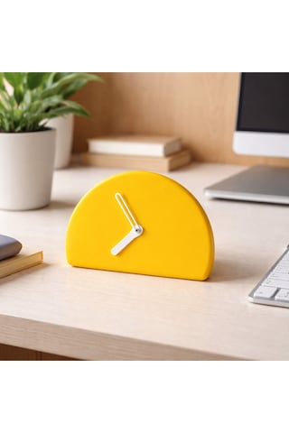 Modern Minimalist Yarım Daire Masa Saati - 5 Renk Seçeneği Sarı