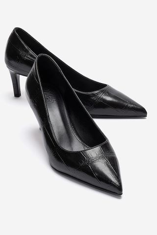 Luvishoes Velmıra Siyah Baskı Kadın Topuklu Ayakkabı