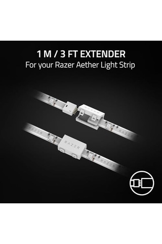 Razer Aether Light Strip Extender - Rgb Led Işık Şeridi Uzatma 1m / 3ft Genişletici, 8 Genişleticiye Kadar Bağlayın, Esnek Tasarım Beyaz .