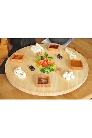Bambum Fiesta Dönen Servis Tabağı Büyük 45cm Krem