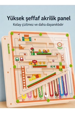 Tineke Manyetik Boncuk Labirenti Eğitici Oyuncak Renk Eşleştirme, Sayma Ve İnce Motor Beceri Oyunu