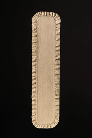 Fırfırlı Masa Runner 120x40 Cm Şık Dekoratif Masa Örtüsü Krem