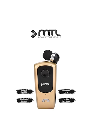 Yaka Klipsli Mono Makaralı Bluetooth Kulaklık Çift Telefon Destekli Mt920