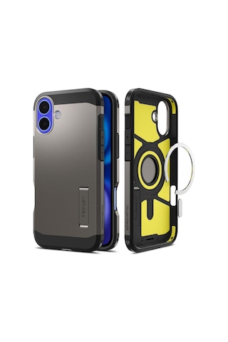 Spigen Apple Uyumlu iPhone 16 Plus İle Kılıf Tough Armor Al Magfit Magsafe Özellikli Gun Metal