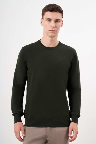 Morven Erkek Haki Basic Bisiklet Yaka Dynamic Fit Rahat Kesim Triko 26kc017006710 Haki Haki