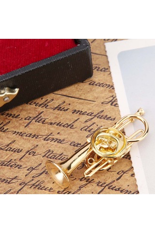 Padalink Müzik Enstrümanı Şekilli Gümüş Kaplama Broş: Unik Trombon/kornet Modeli, Hediye Kutulu Özel Hediyelik Aksesuar Çok Renkli