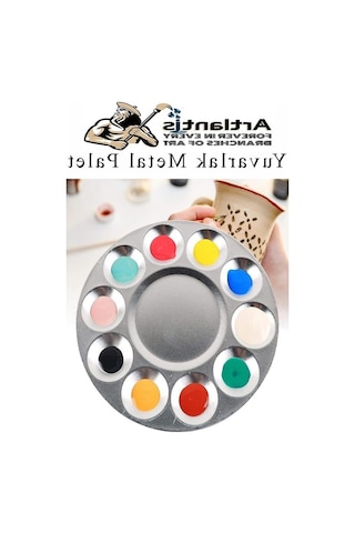 17 Cm Metal Boyama Paleti, 10 Hazneli, Fırça Hediyeli