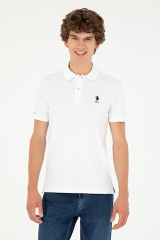 U.S. Polo Assn. Erkek Slim Fit Polo Yaka Beyaz Basic Tişört 50279581-VR013