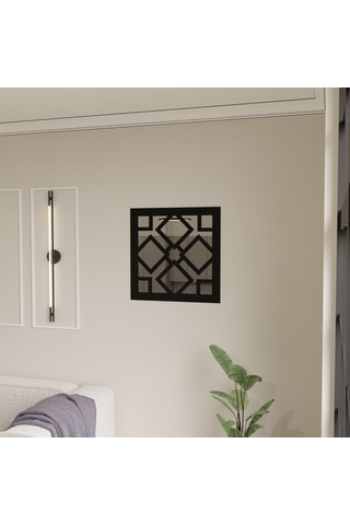 Dekoratif Pleksi Aynalı Ahşap Duvar Süsü Siyah