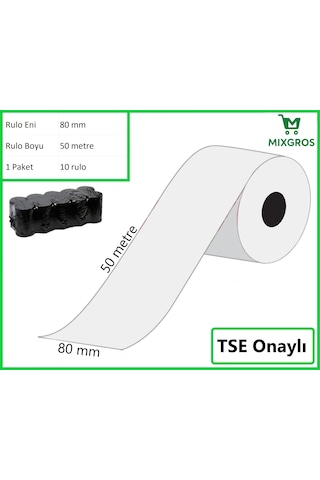 80x50 Metre Termal Yazarkasa Ve Adisyon Rulosu 10 Adet