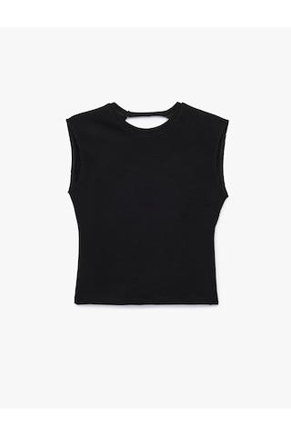 Koton Pamuklu Slim Fit Bisiklet Yaka Kolsuz Sırt Detaylı Bluz Siyah 6sak10337ek