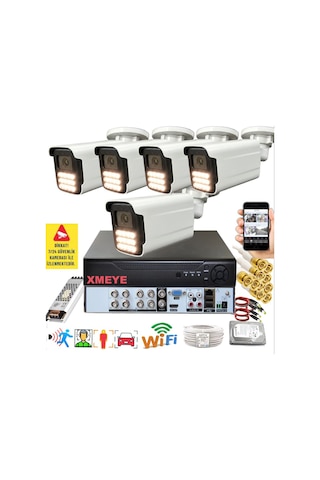 5 Li Araç İnsan Yüz Tanımalı Hareket Algılayan 5 Mp Lens 12 Warm Led Gece Renkli Kamera Seti 5915w