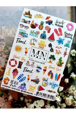 Nail Art Slider Stiker Vintage Gül Buketi W89 Beyaz