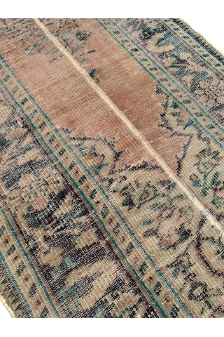 Patchwork Eskitme Halı 90x280 Turuncu %100 Yün Vintage Yolluk Turuncu