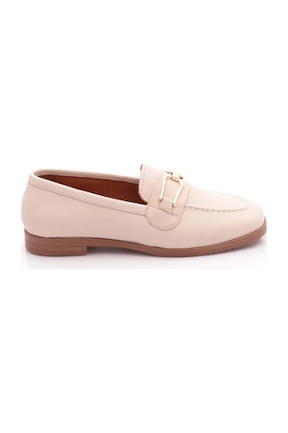 Dgn 08 Kadin Tokali Loafer Ayakkabi Krem