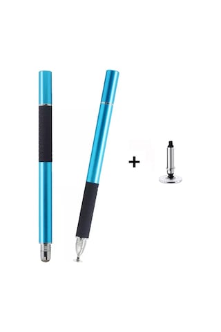 At-31 İletken Kumaş Kafa Hassas Enayi Kapasitif Kalem Kafası 1 Kalem Kafalı 2'si 1 Arada El Yazısı Kalemi Açık Mavi