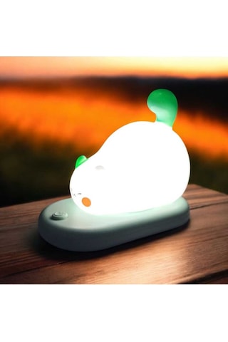 Dokunmatik Sevimli Pati Kedi Modelli Usb Şarjlı Led Karikatür Silikon Gece-masa Lambası Yeşil