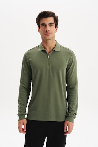 Arma Erkek Basic Slim Fit Fermuarlı Polo Yaka Sweatshirt İnce Modal Pamuk Elastan Karışımlı Örme İnterlok Kumaş K30554989002 Yeşil
