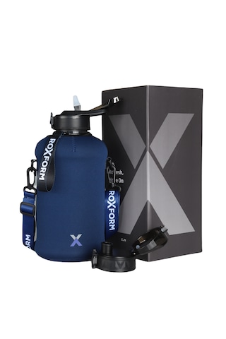 Roxform 2200 Ml Lacivert Siyah Premium Suluk Matara Bpa & Bps İçermez, Kılıflı Ve Sızdırmaz Siyah, Lacivert Kılıf