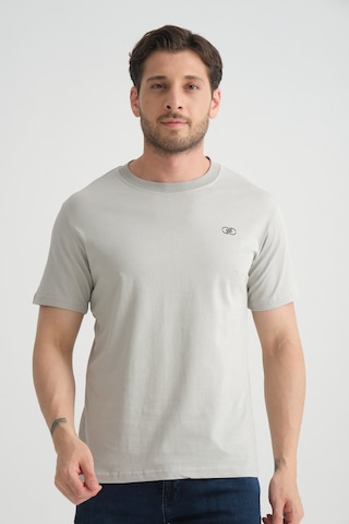 Shooter Sportwear Shooter Erkek T-shirt Nefes Alabilen Esnek Pamuklu Kumaş Regular Kalıp Minimal Logolu Gri