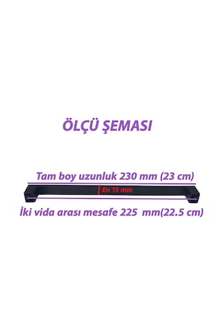 Bihter Düz Kulp 224 Mm Siyah Mutfak Kulpu Çekmece Dolap Kapak Kulbu Metal Mobilya Dolabı Kulpları