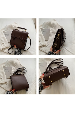 Springsun Kahverengi Pu Materyalli Fransız Tarzı Klasik Çanta - Tek Omuz/çapraz Çekim/el Çantası, Kapaklı Tasarım, Dayanıklı Ve Pratik Kahverengi