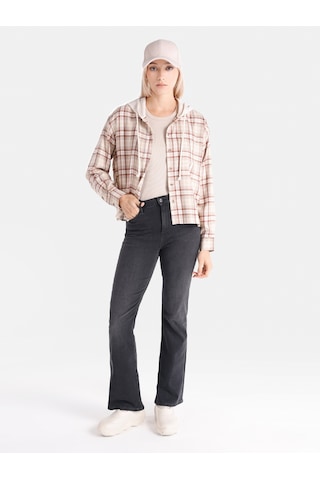Colin's Colins Regular Fit Kareli Kapüşonlu Bej Kadın Uzun Kol Gömlek Cl1065066 Bej